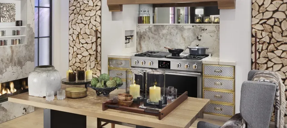 A modern kitchen featuring luxury oven range